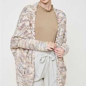 Hayden Dolman Sleeve Cardigan Sweater SZ M/L cappuccino neutral chenille pockets